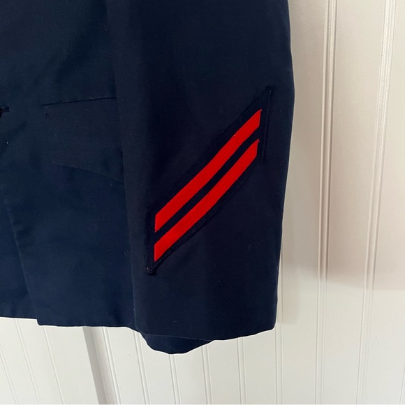 Vintage Military Uniform Jacket Navy Blue Coat Patches Silver Eagle Gold Buttons - Picture 8 of 11